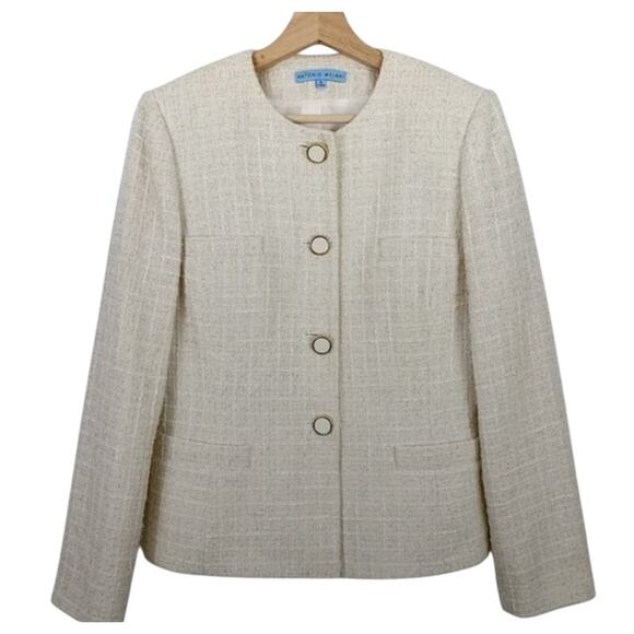 Antonio Melani Ladies Cream & Gold Metallic Knit Blazer, Size 4, NWT!